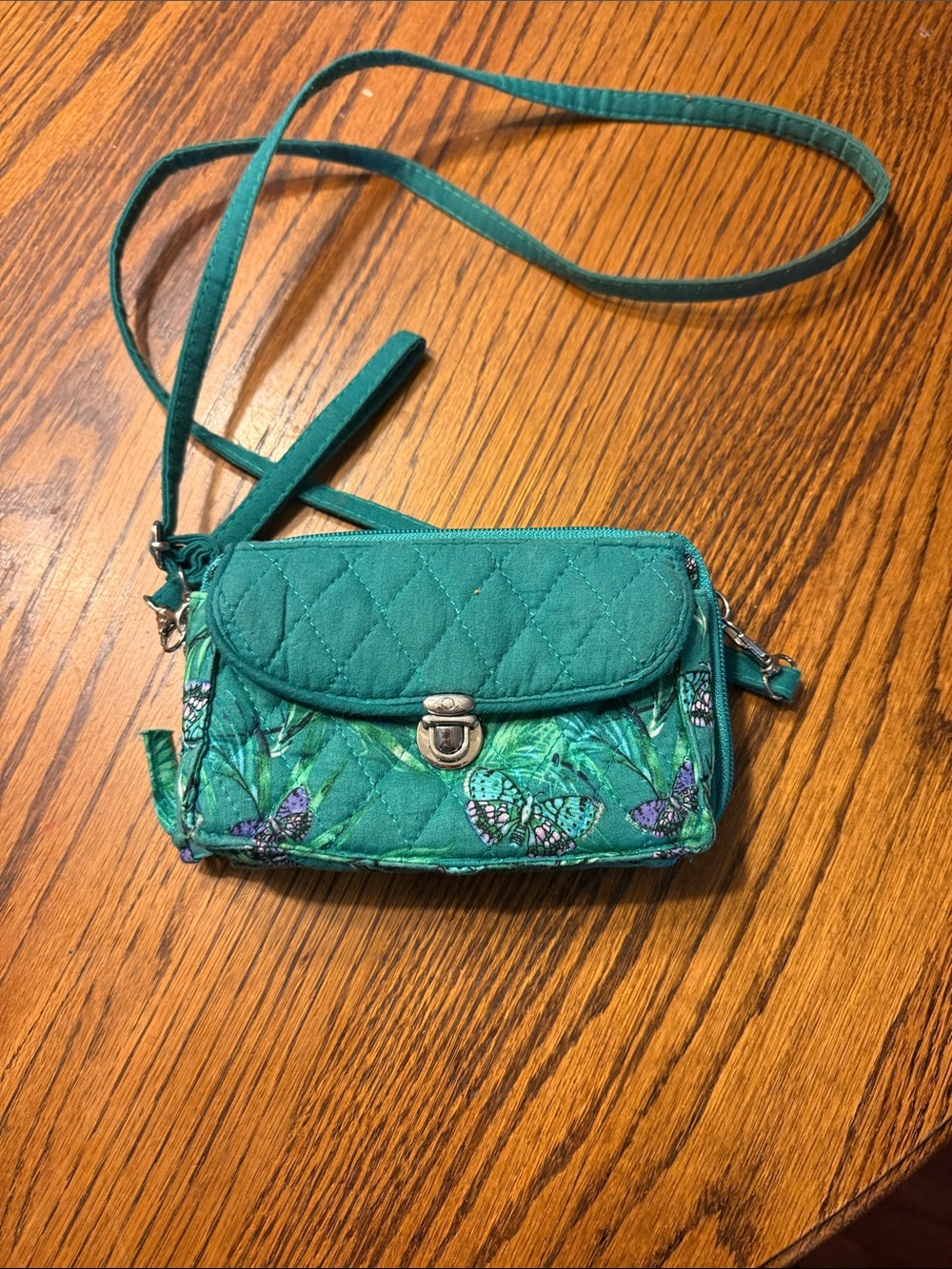 Vera Bradley Teal Quilted Butterfly Crossbody